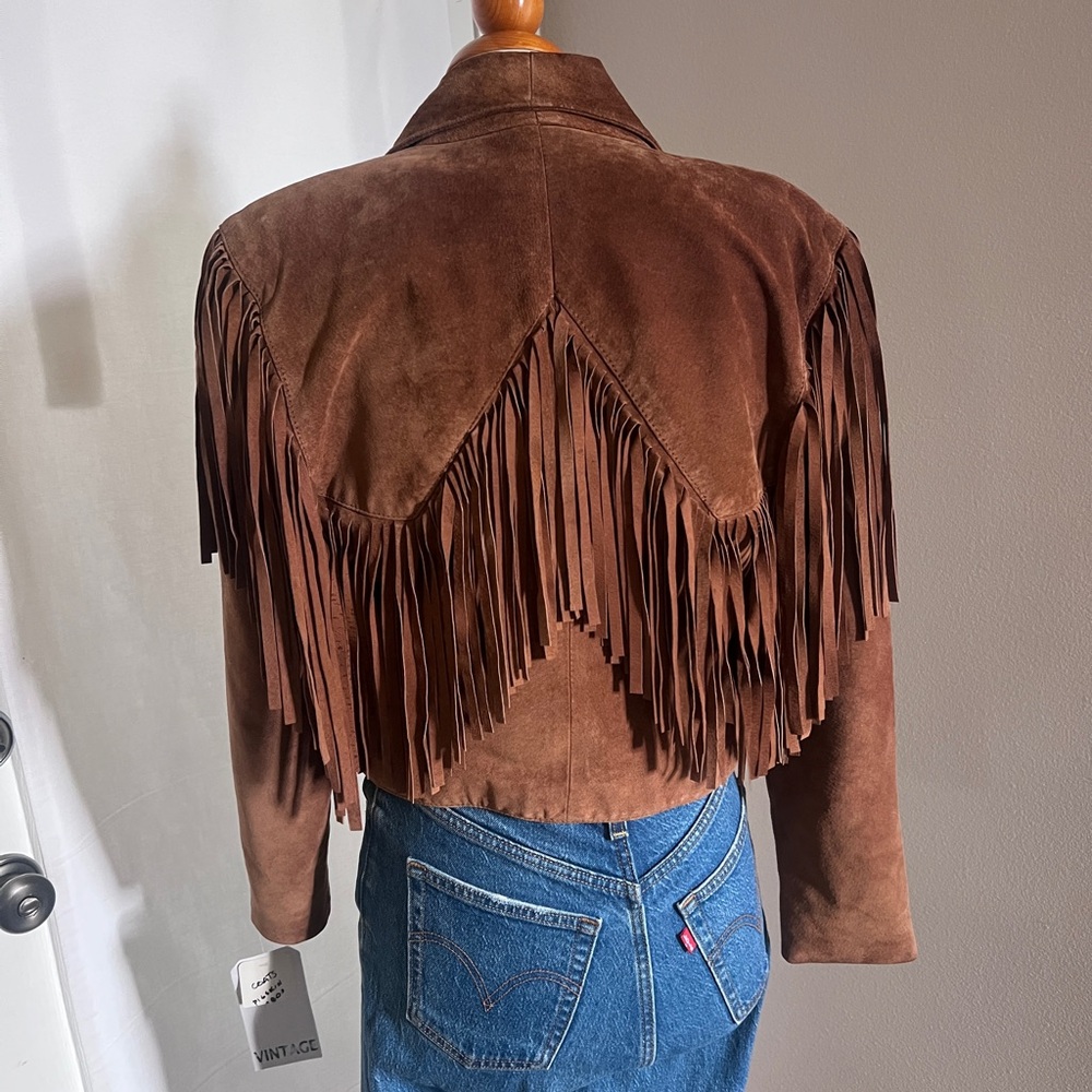 Vintage Ann Taylor Suede Fringe Jacket - Picture 7 of 15